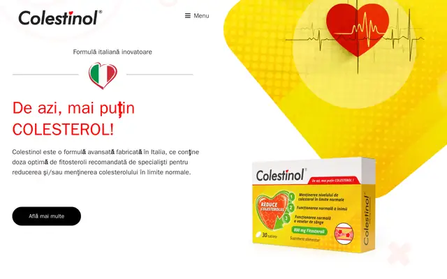 Captură de ecran din colestinol.ro