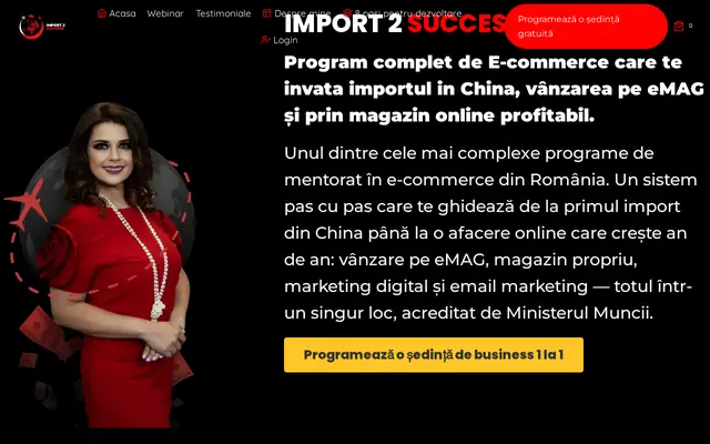 Pagina principală a site-ului import2success.ro