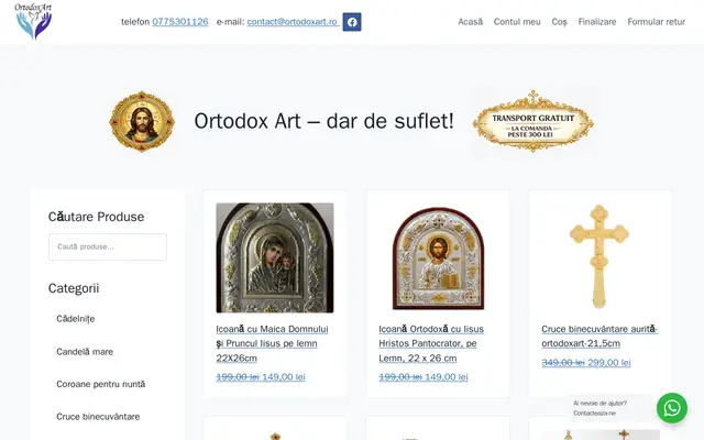 Pagina principală a site-ului ortodoxart.ro