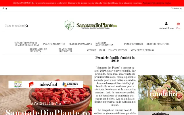 Pagina principală a site-ului sanatatedinplante.ro
